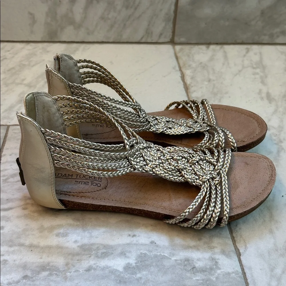 Adam Tucker Braided Metallic Gold Sandals - Picture 2 of 4